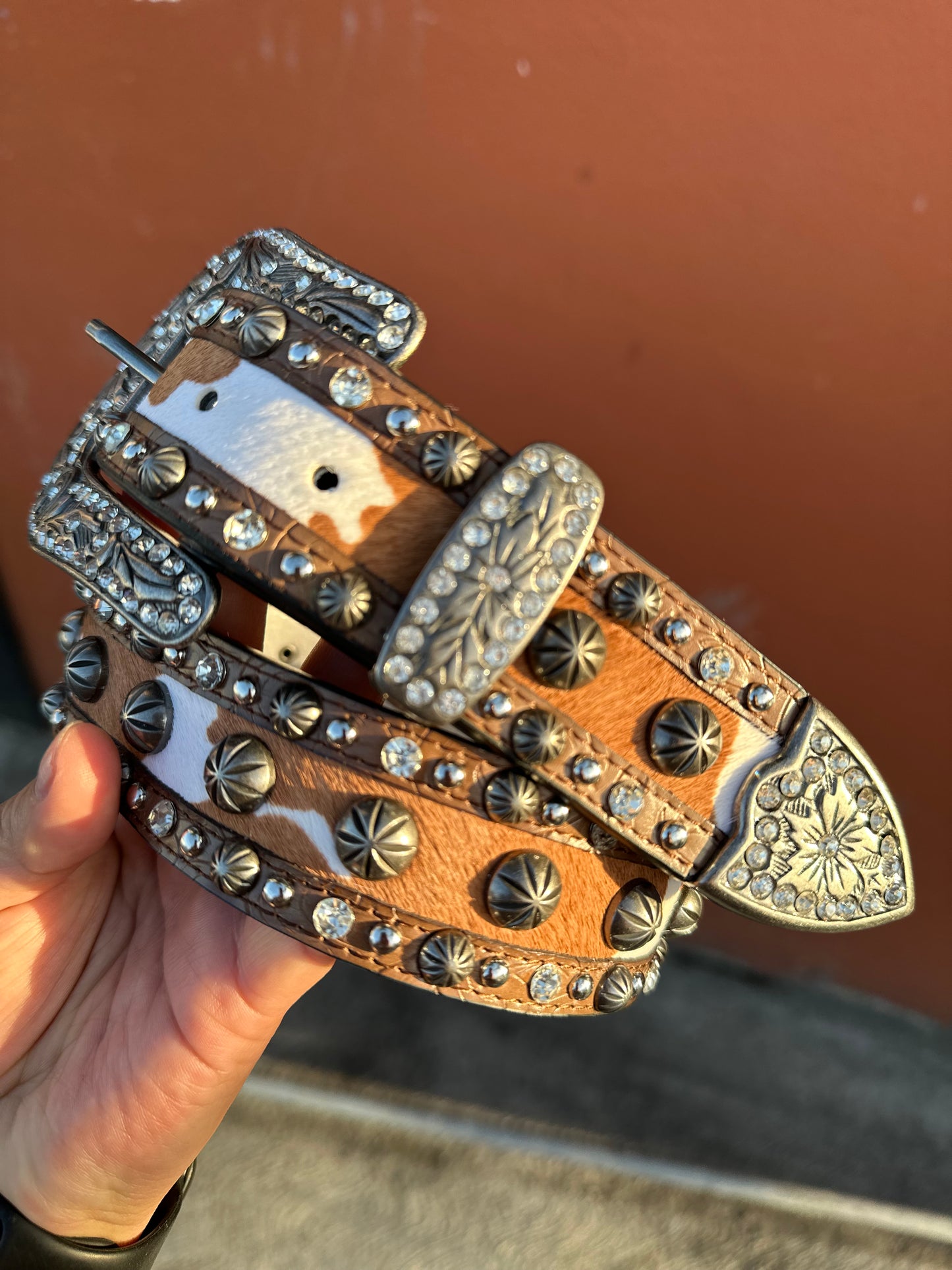 Women’s Hair-on-hide concho belt