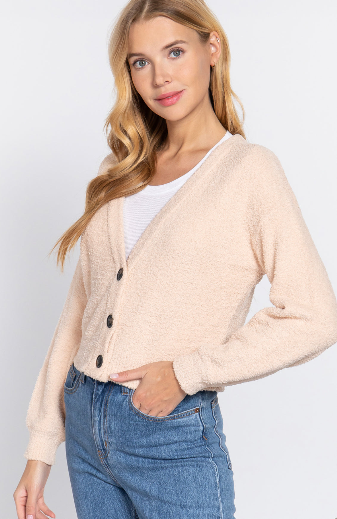 LONG SLV V-NECK SWEATER CARDIGAN