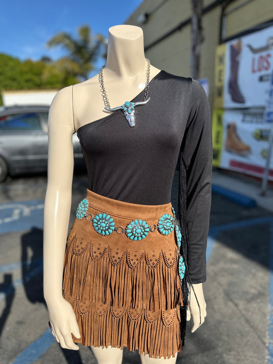 Black fringe bodysuit