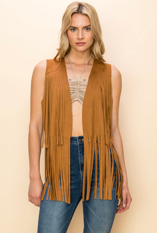 Fringe suede vest