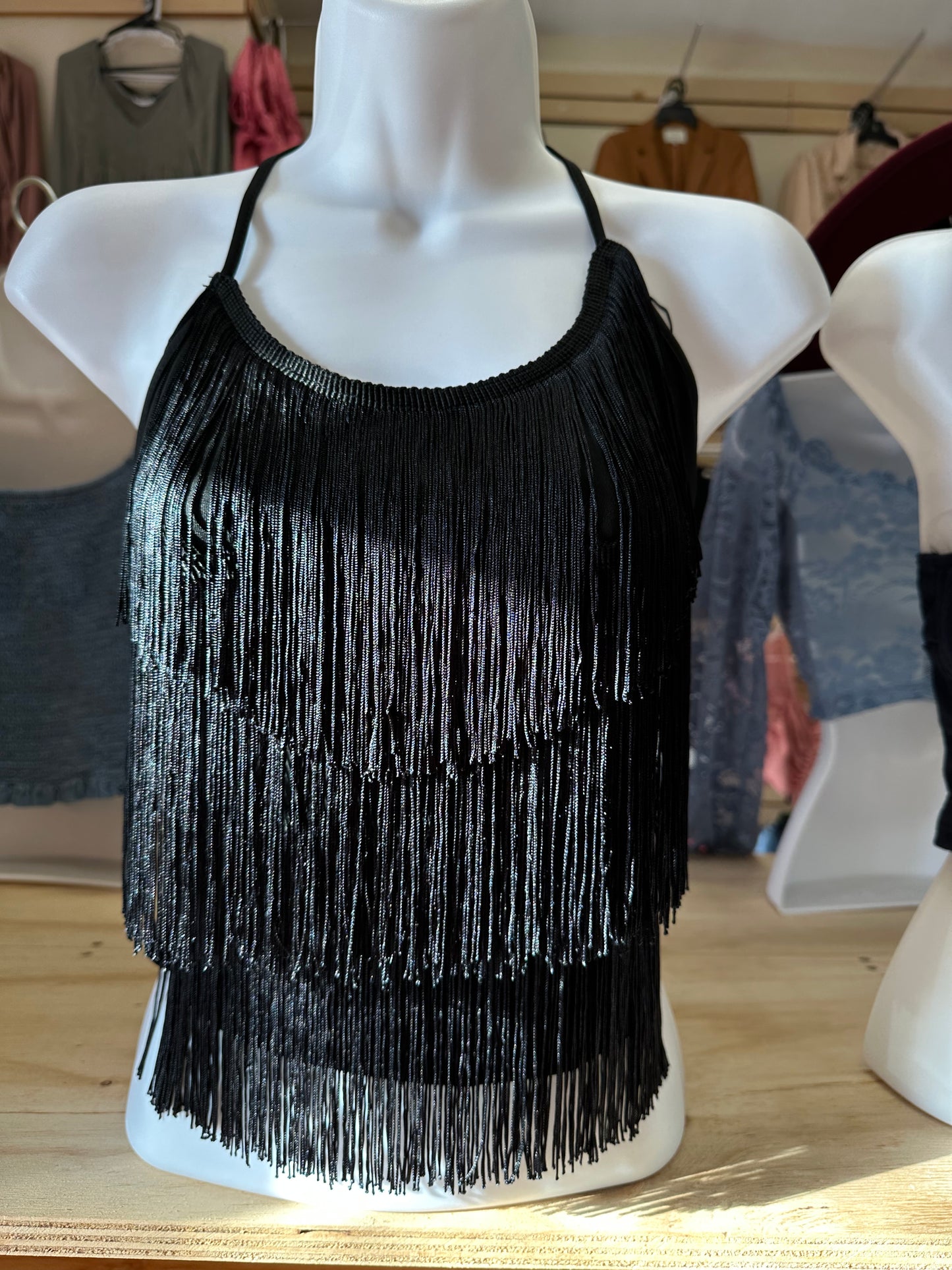 Halter fringe top