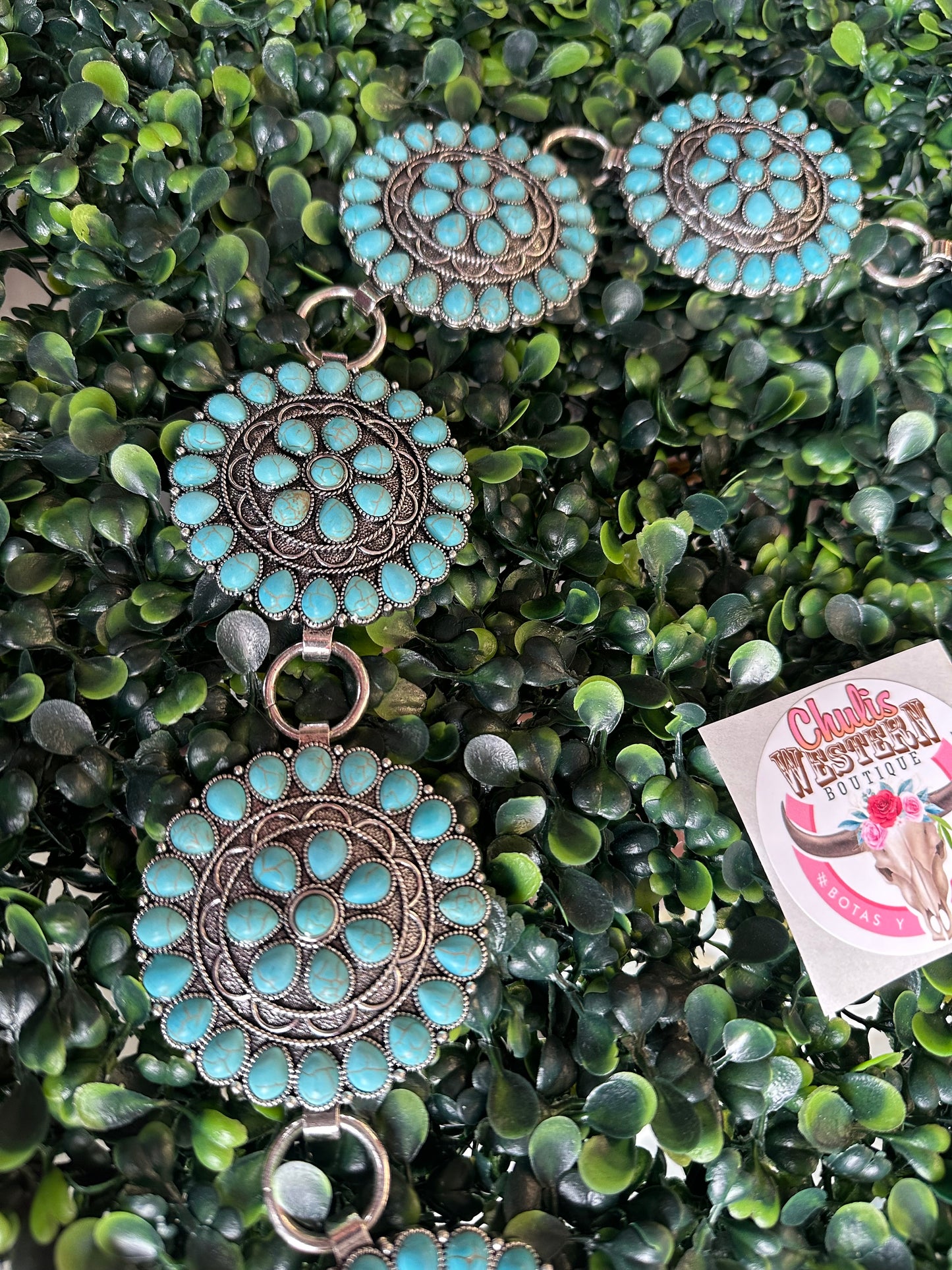 Turquoise flower concho belt