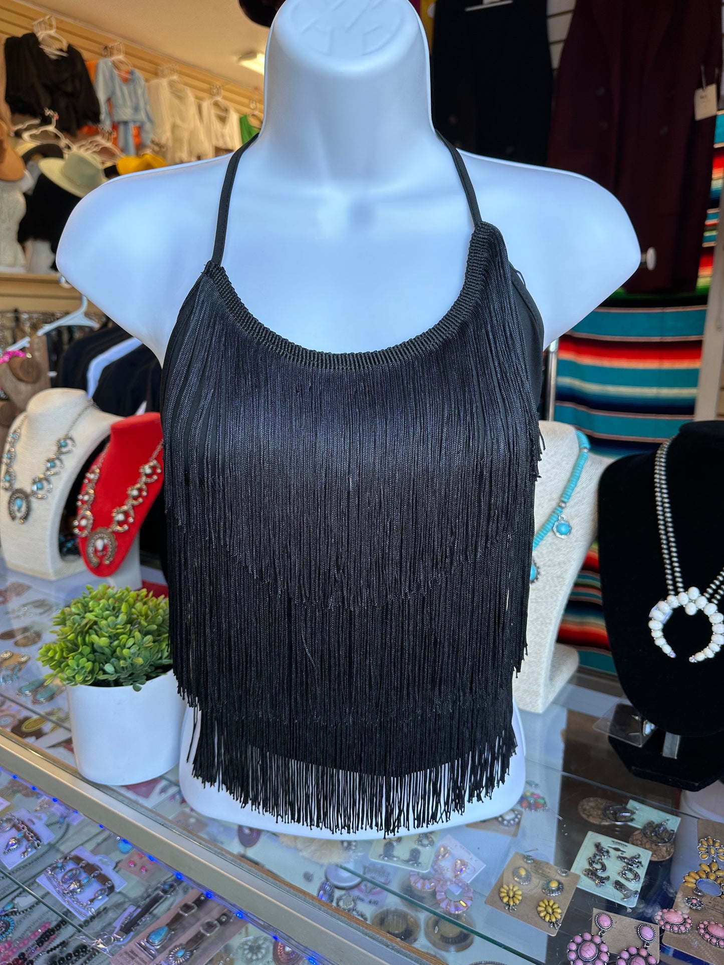 Halter fringe top