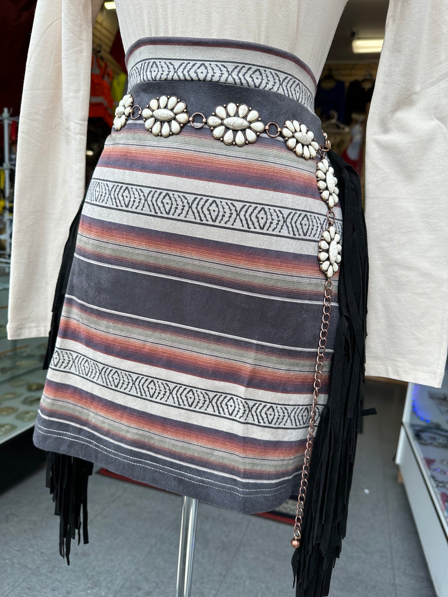 Suede Fringe skirt
