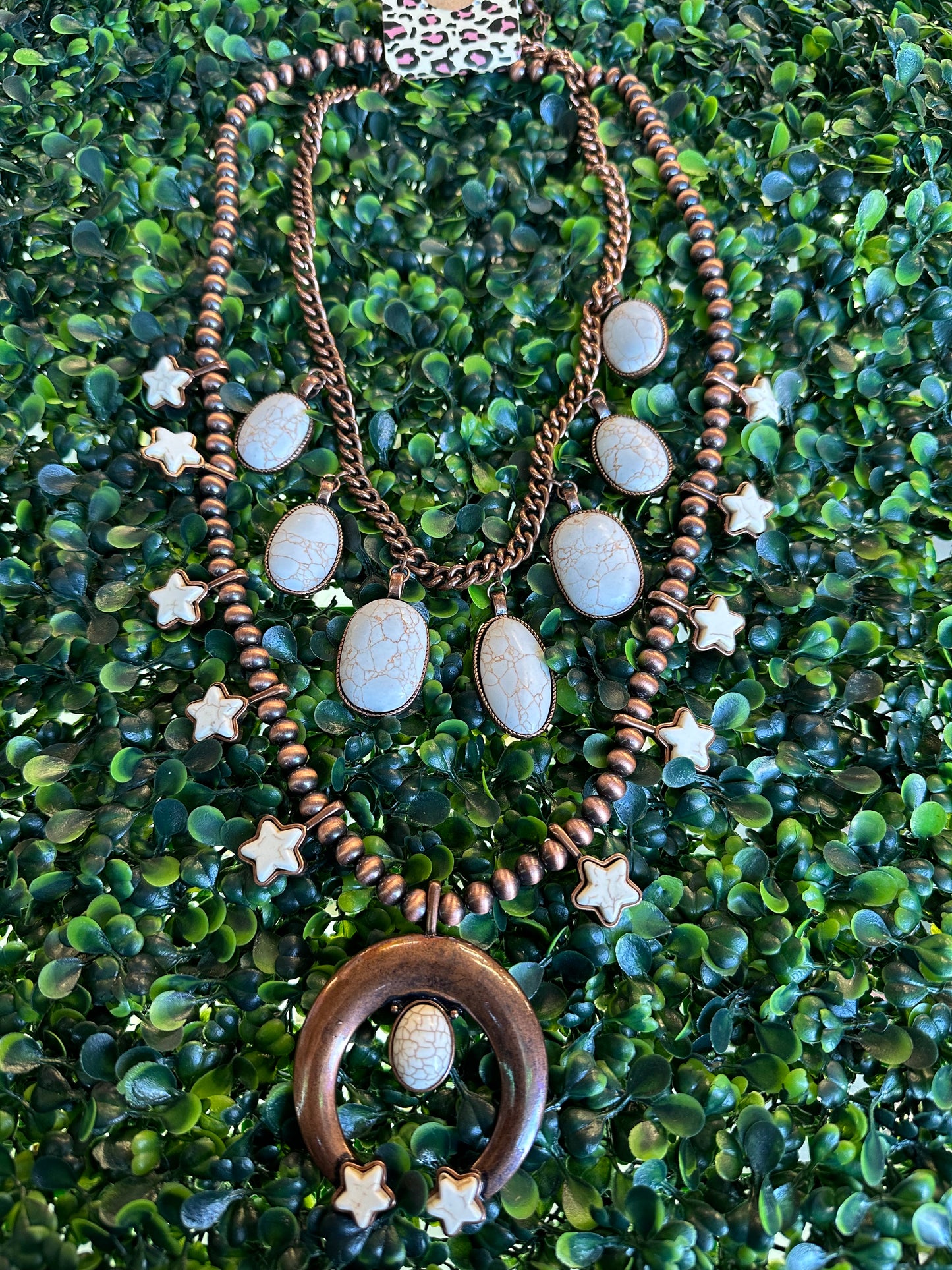 Star Squash Blossom Necklace - Ivory & Copper