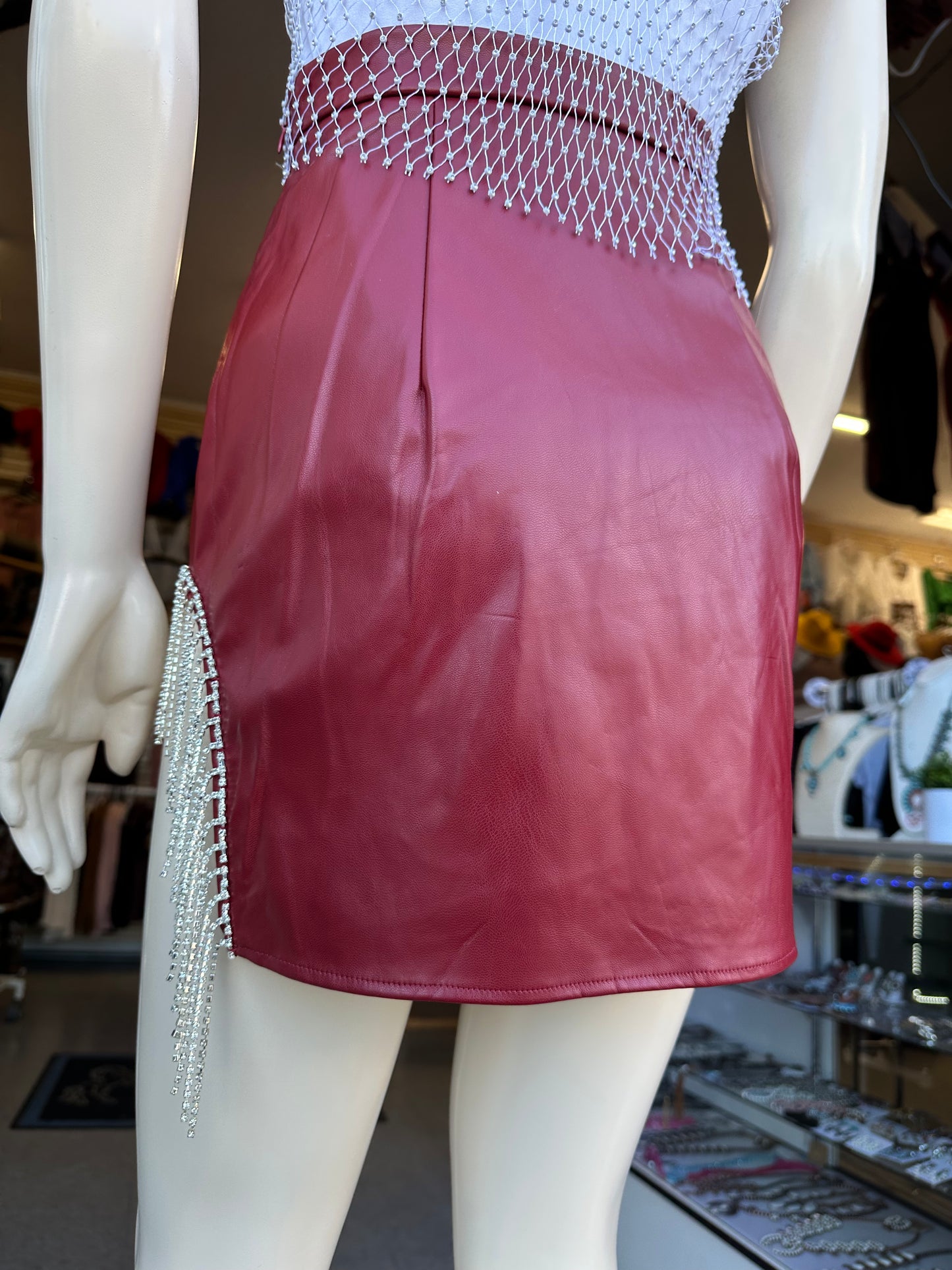 Mini skirt with crystal Tassel(2 colors available)