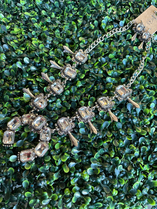 Crystal necklace and earrings set