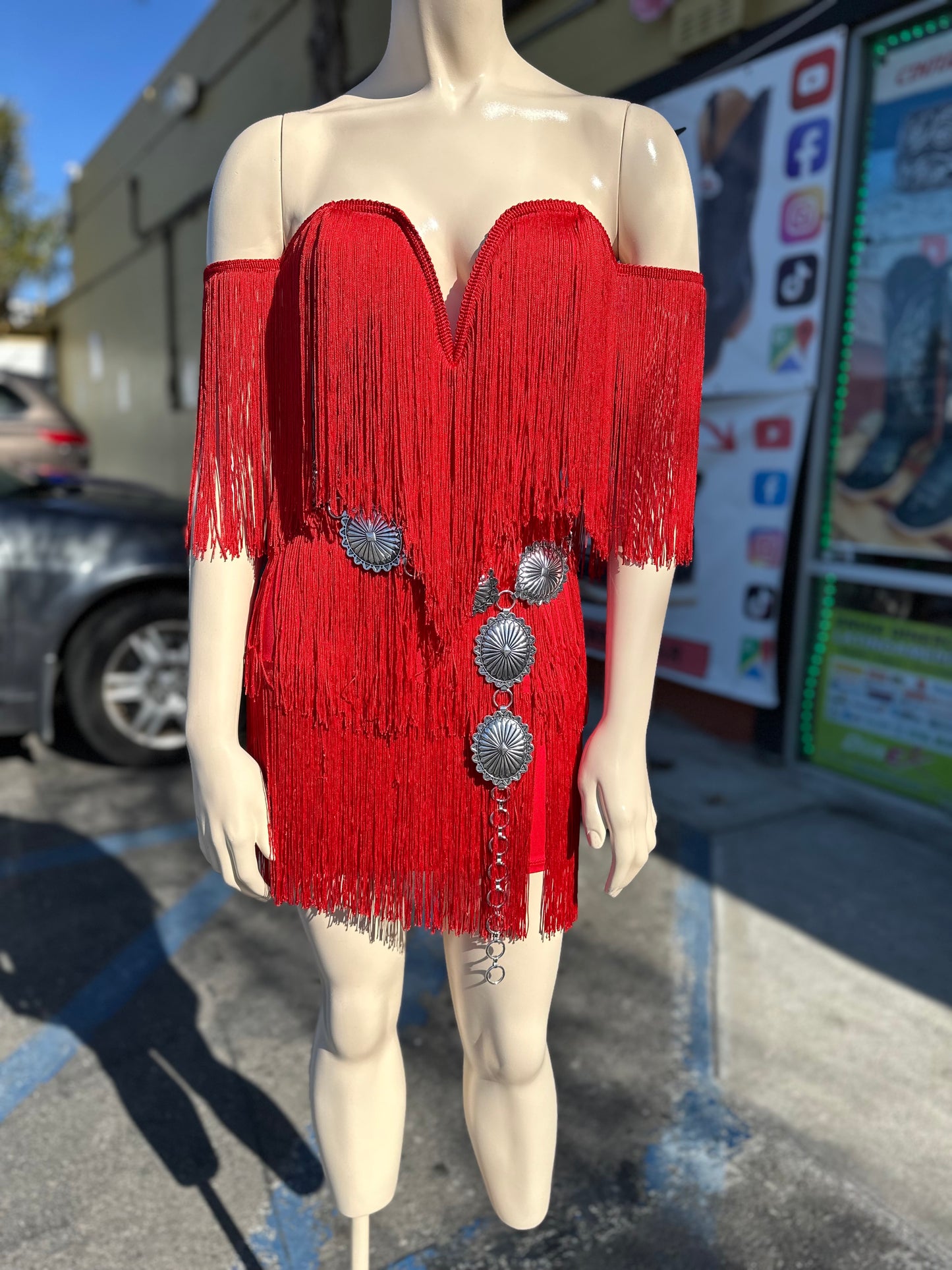 Red Fringe Dress