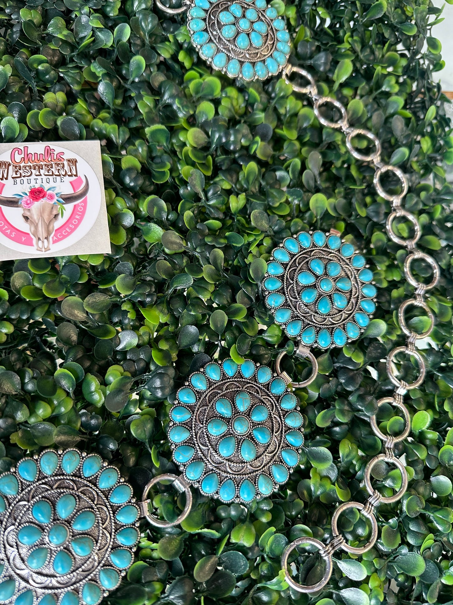 Turquoise flower concho belt