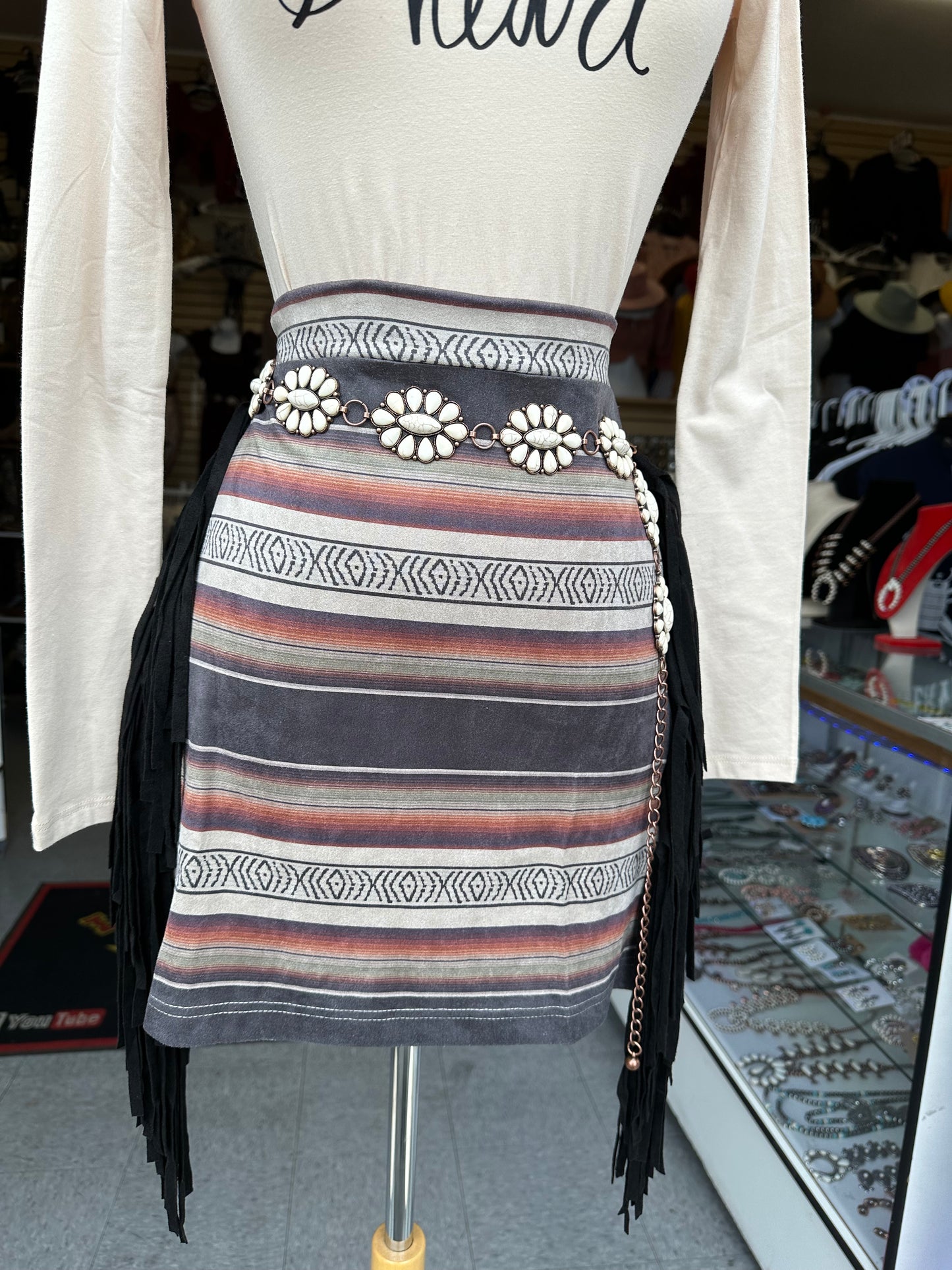 Suede Fringe skirt