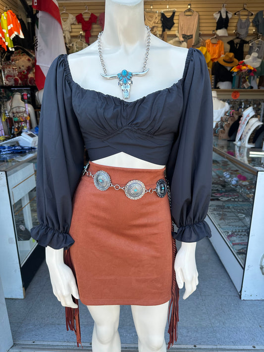 Catalina long sleeve top (black)