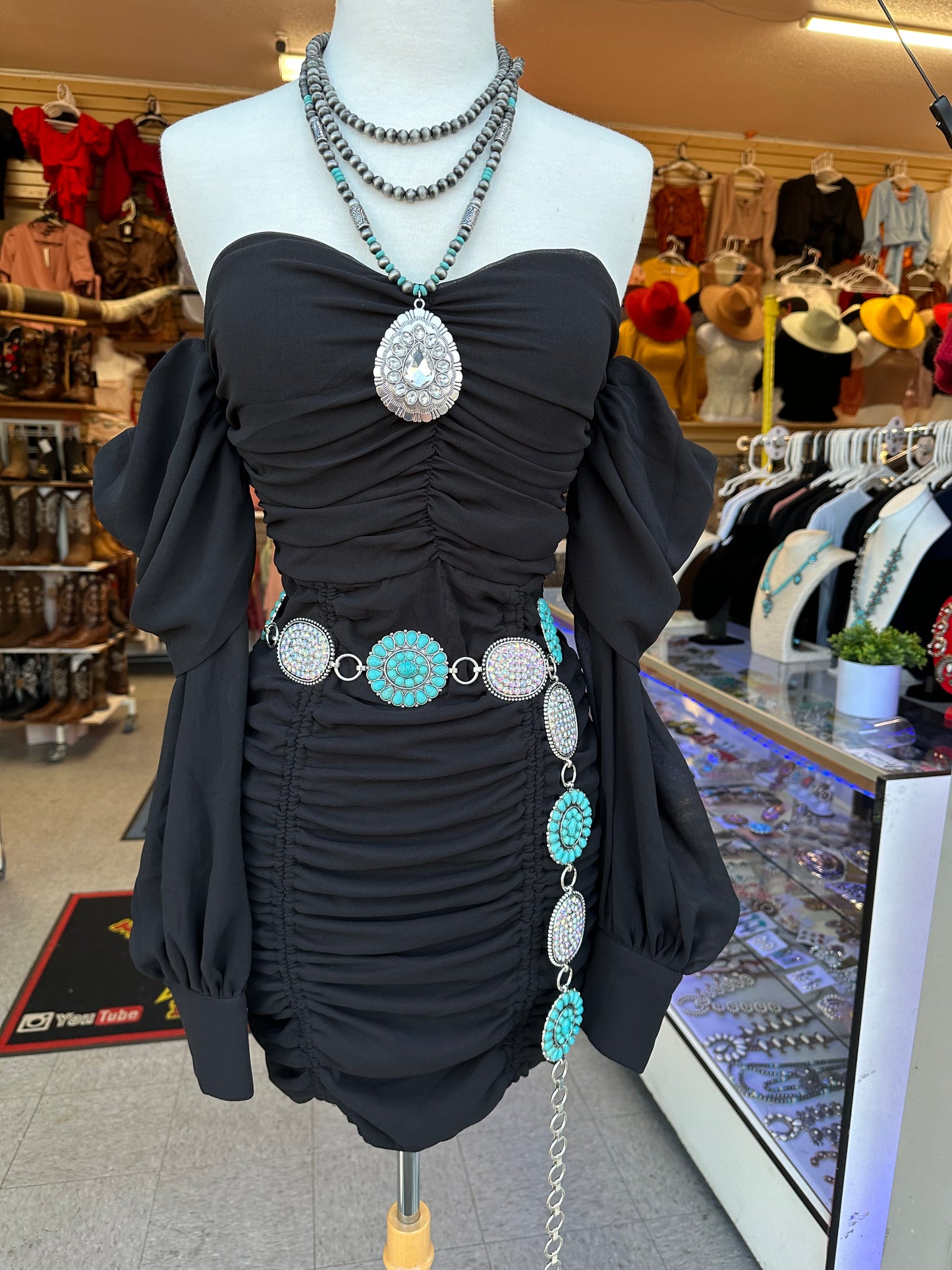 Off shoulder ruched Bodycon Dress Black Color