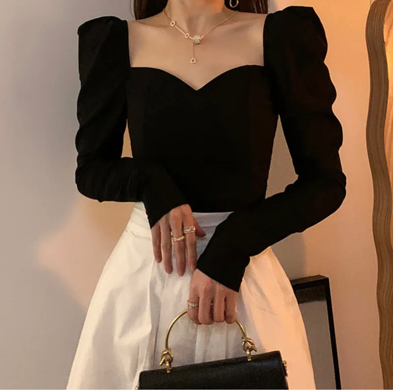 Sweetheart Long Sleeve Blouse