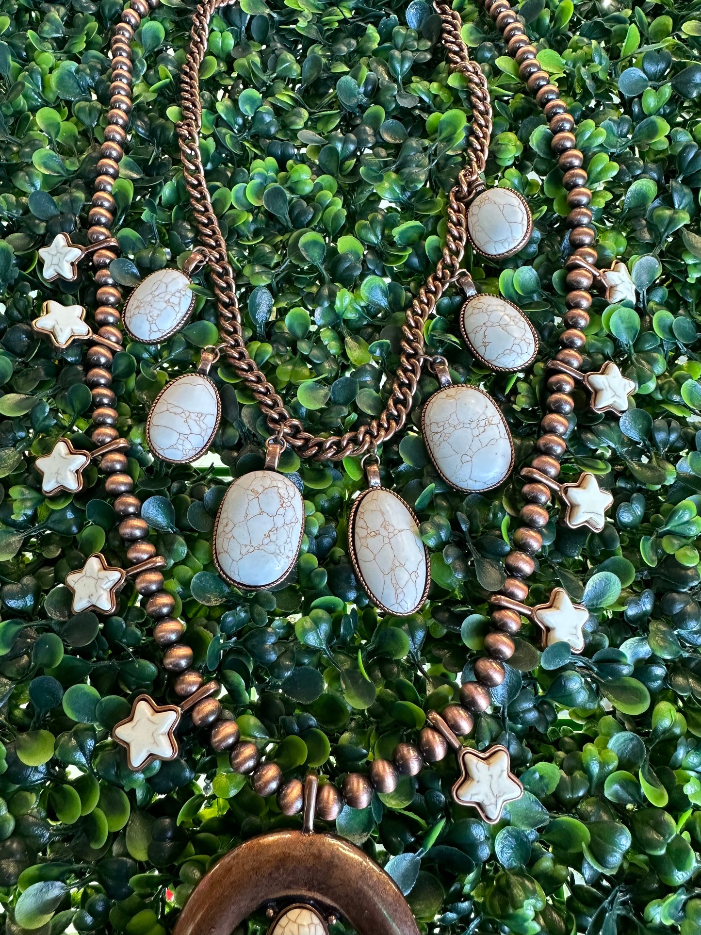 Star Squash Blossom Necklace - Ivory & Copper