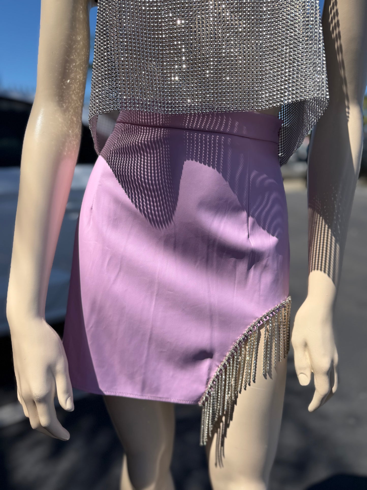 Mini skirt with crystal Tassel(2 colors available)