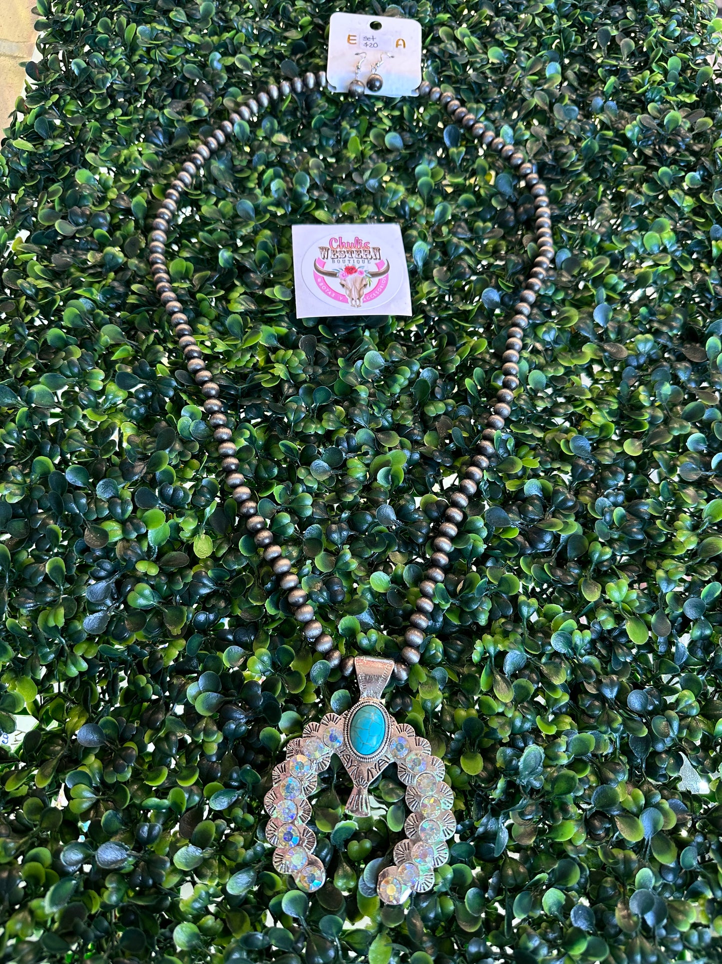 18” squash Navajo necklace and earrings set
