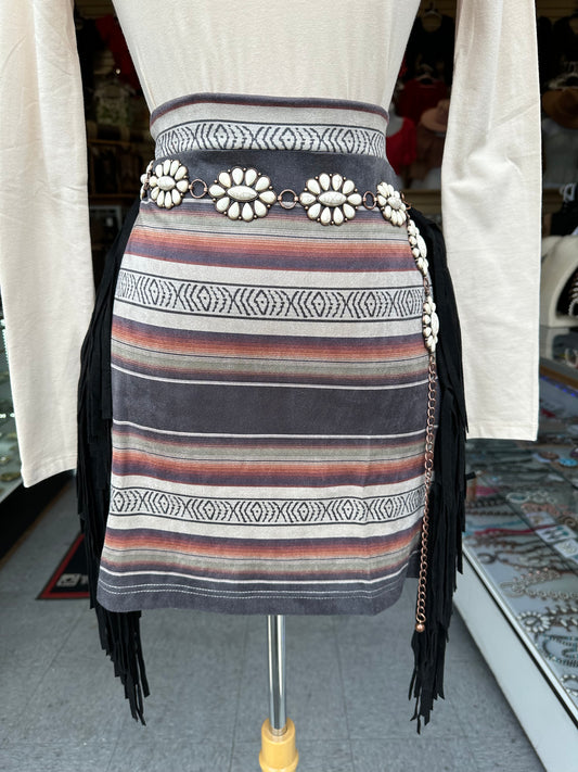 Suede Fringe skirt