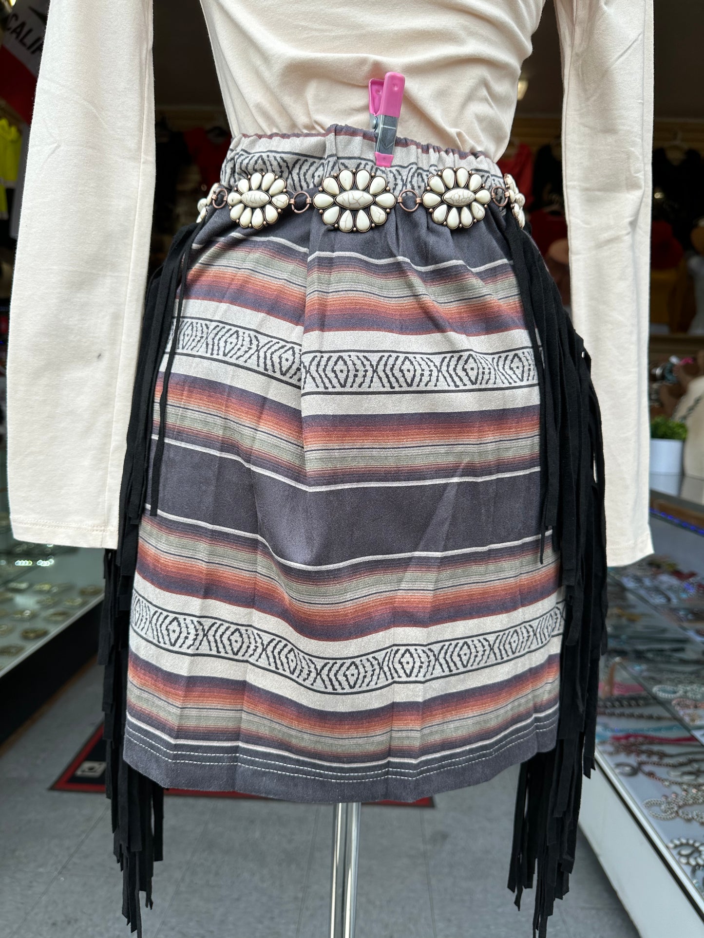 Suede Fringe skirt