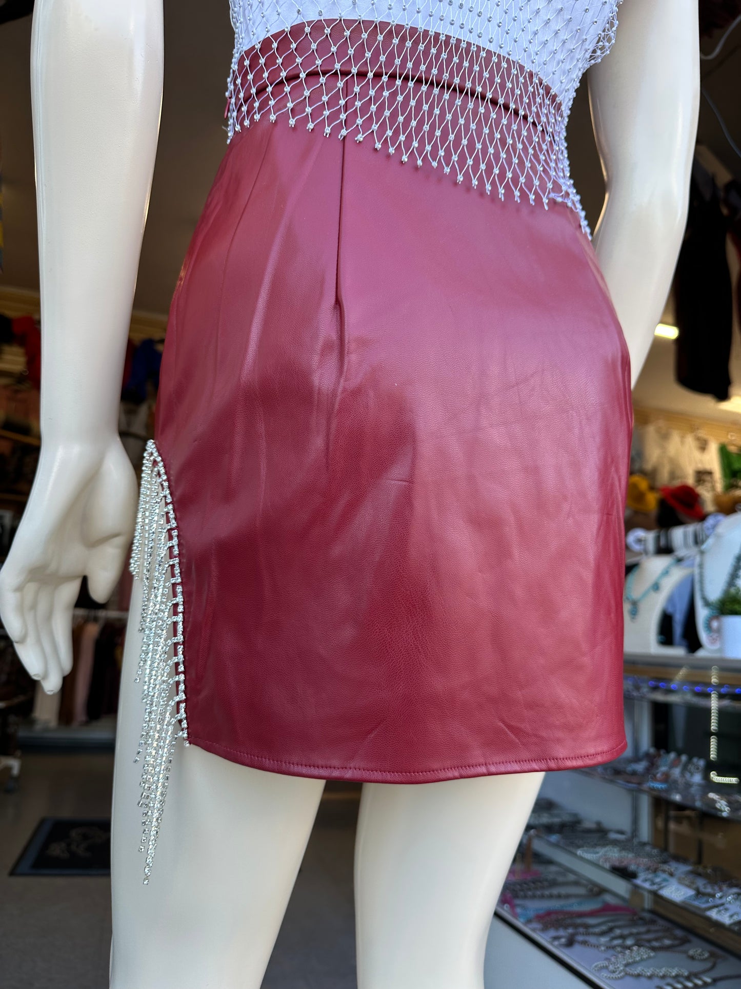 Mini skirt with crystal Tassel(2 colors available)