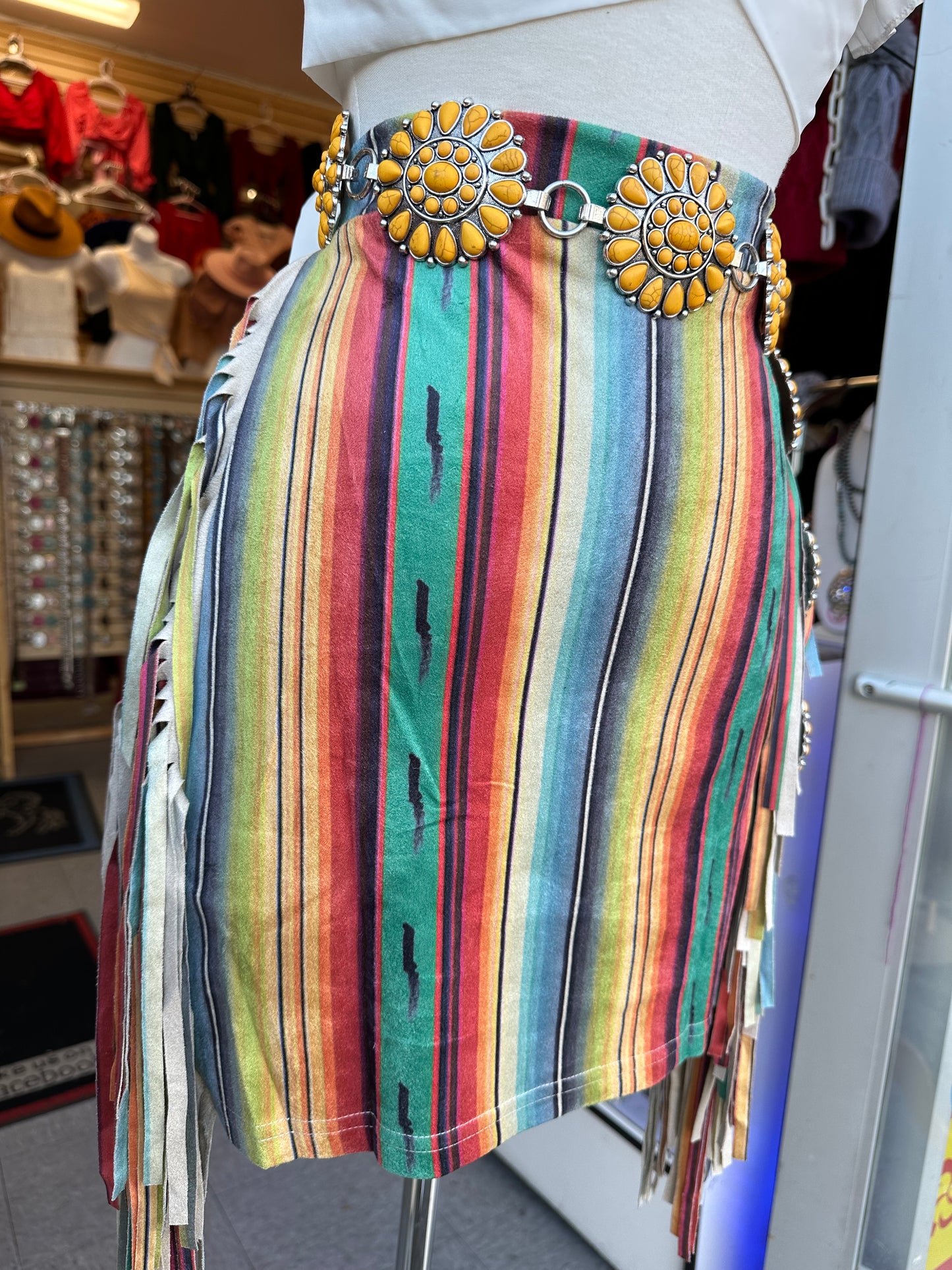 Suede fringe skirt 😍