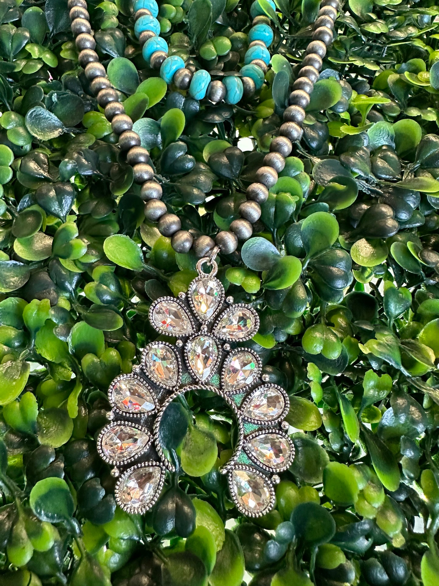 Turquoise crystal squash necklace