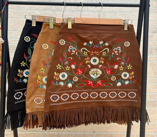 Embroidered Mexican Skirt(3 colors available)