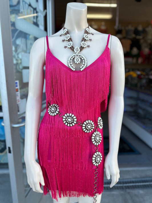 Hot pink fringe Dress