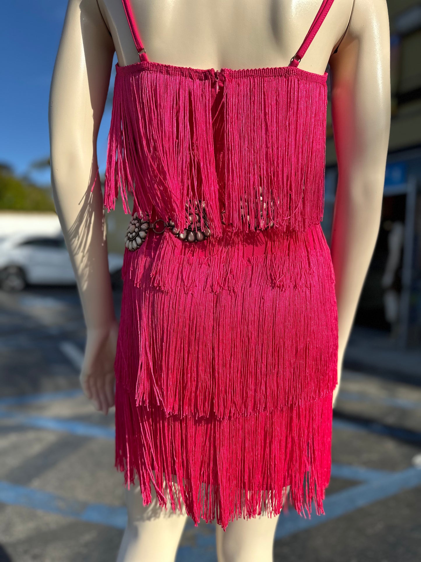 Hot pink fringe Dress