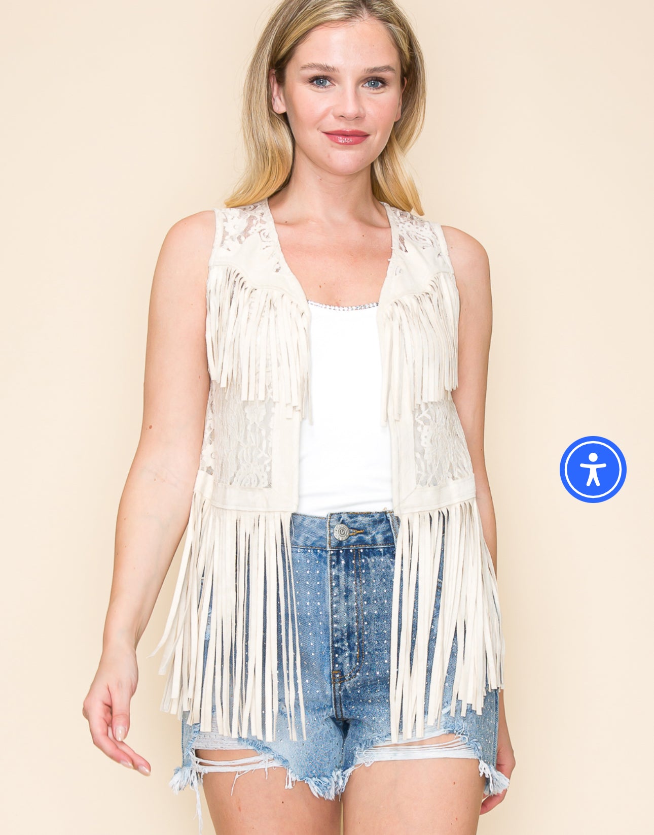 Natural fringe vest