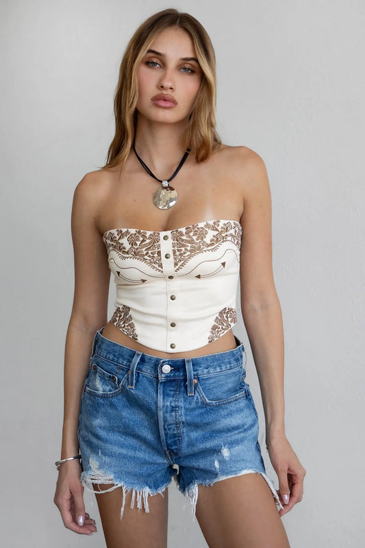 Cream Western Corset Top
