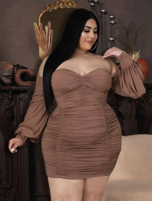 Off shoulder ruched Bodycon Dress
