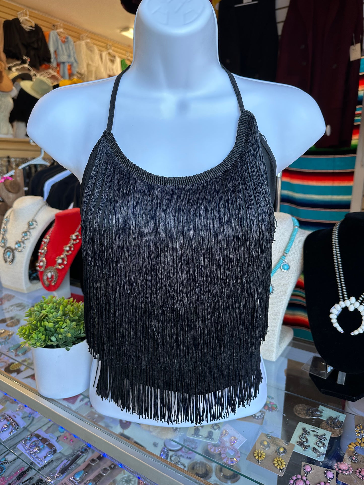 Halter fringe top