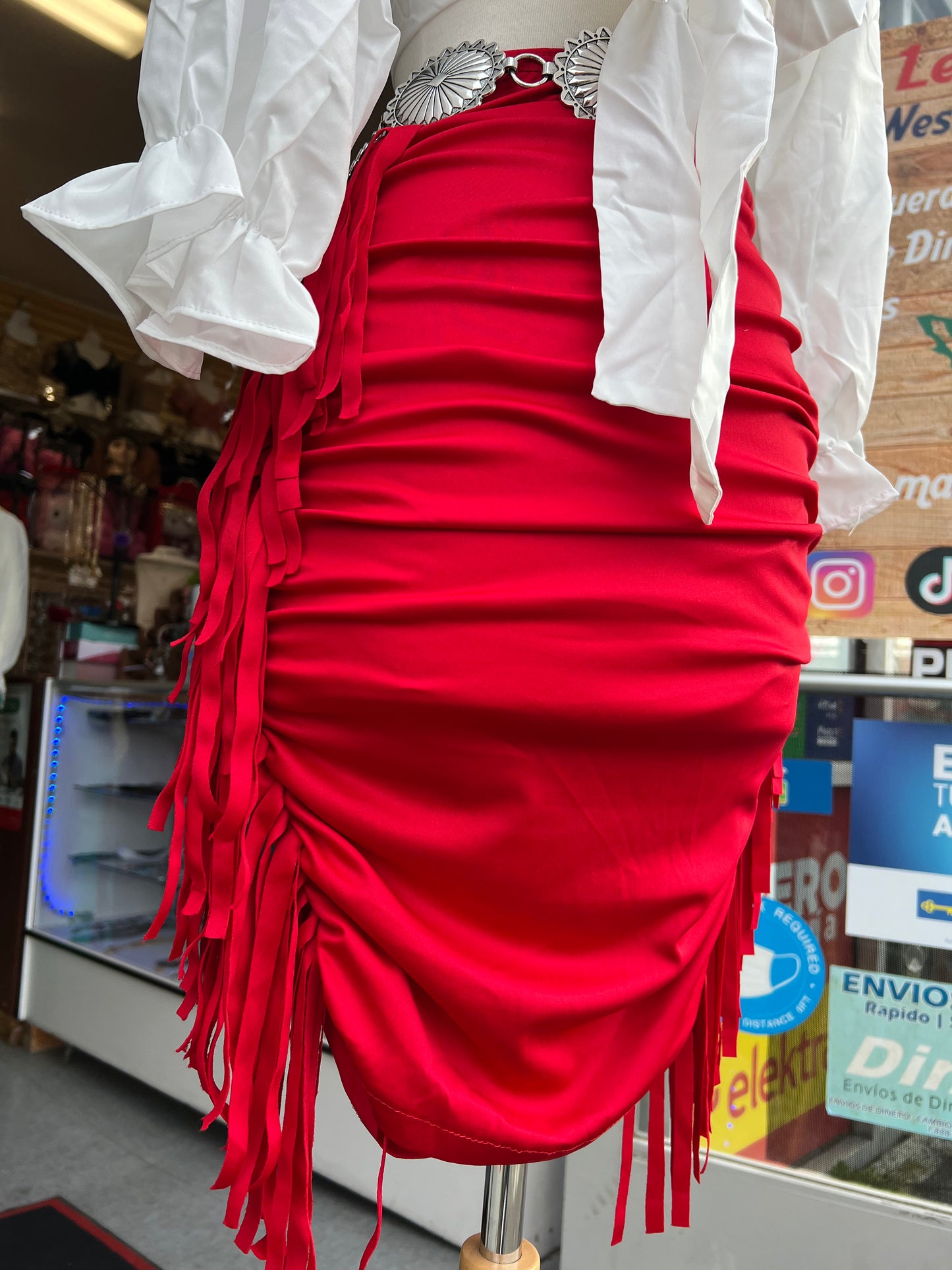 High waist fringe Bodycon skirt