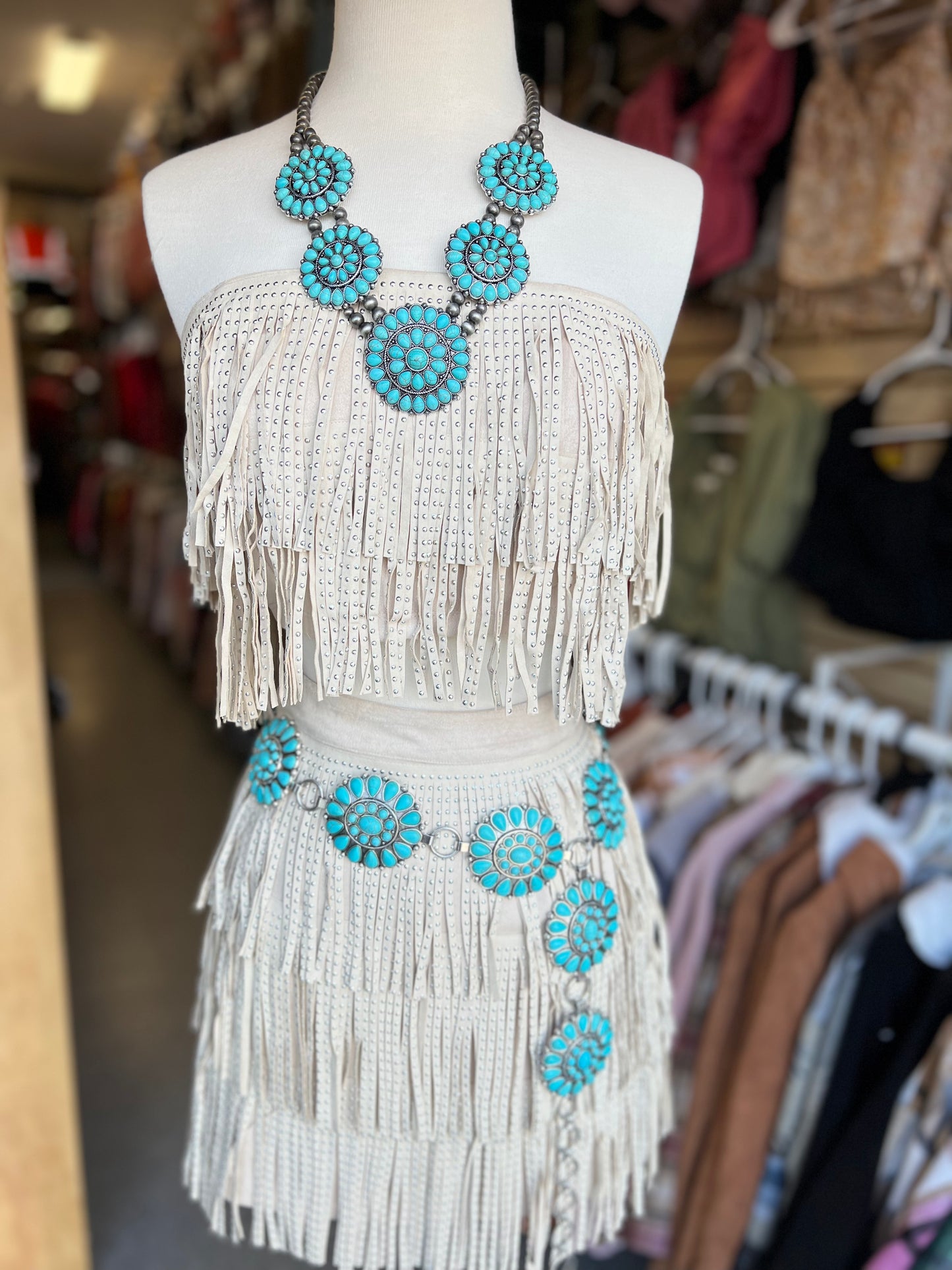 Suede fringe set