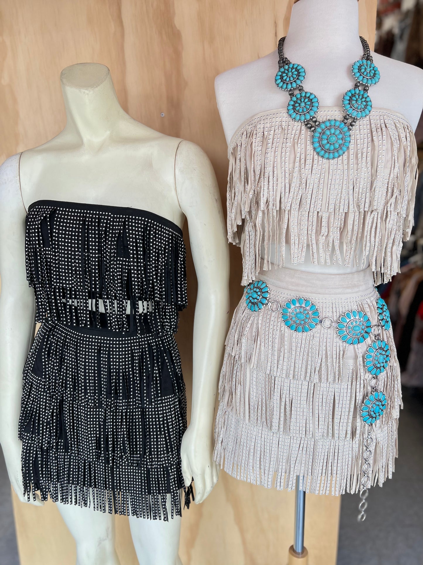 Suede fringe set