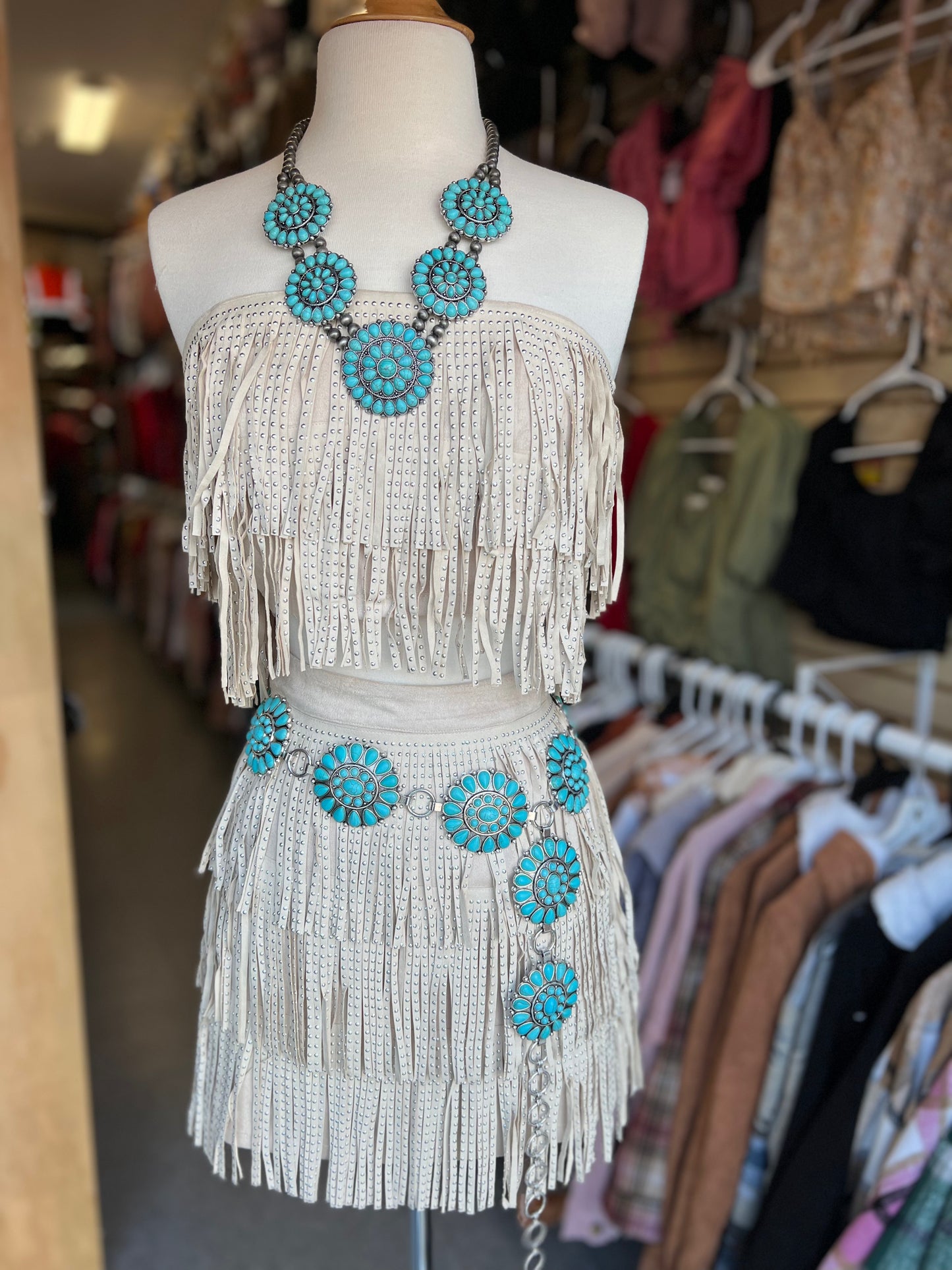 Suede fringe set
