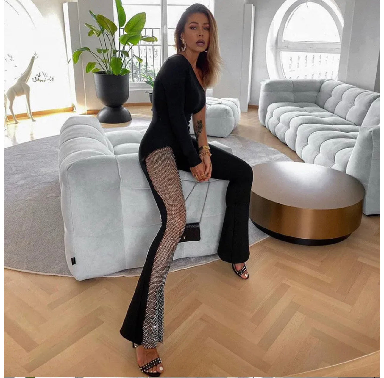 One sleeve flare jumpsuit
