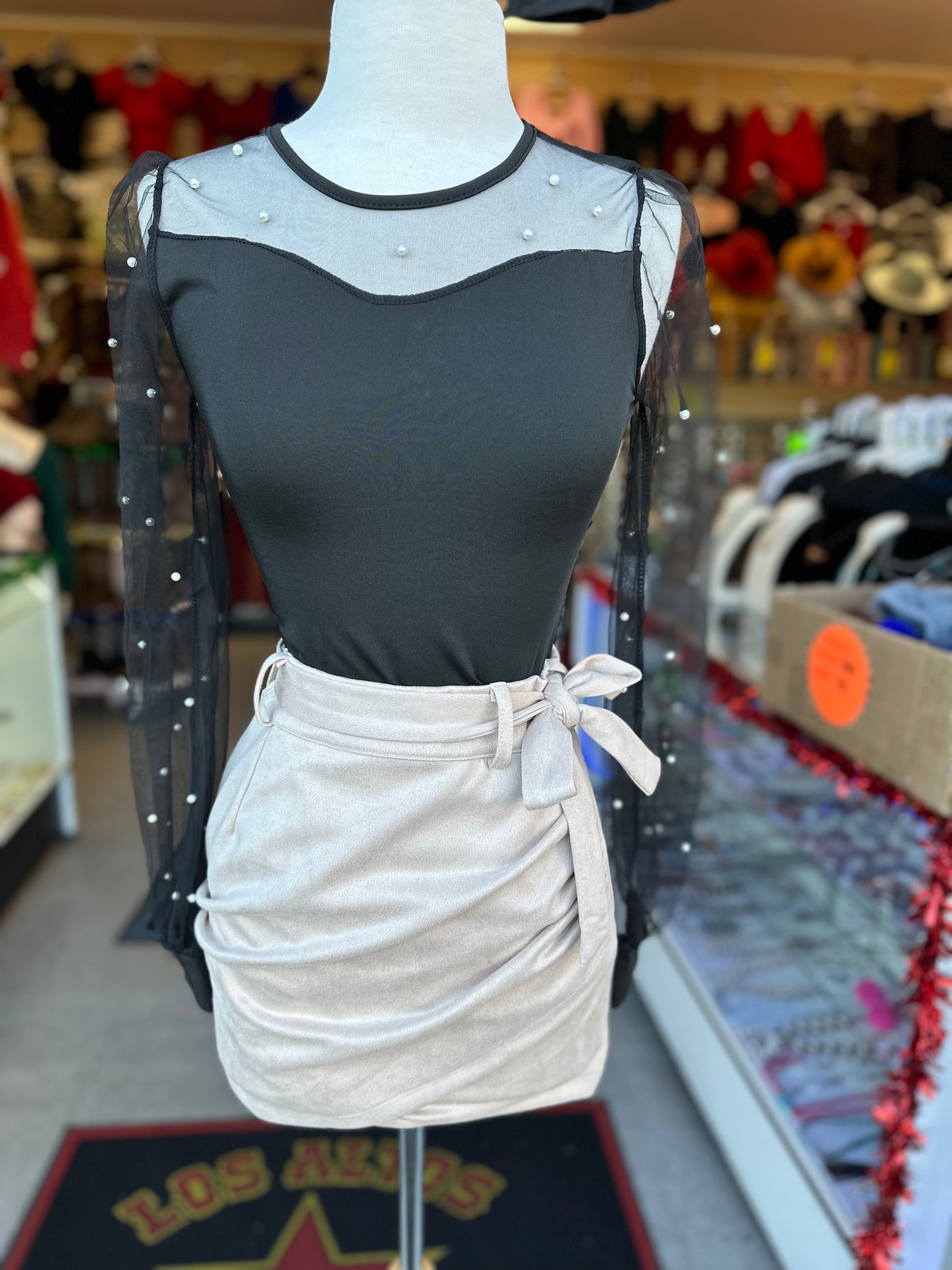 High waist suede skirt (2 colors available)