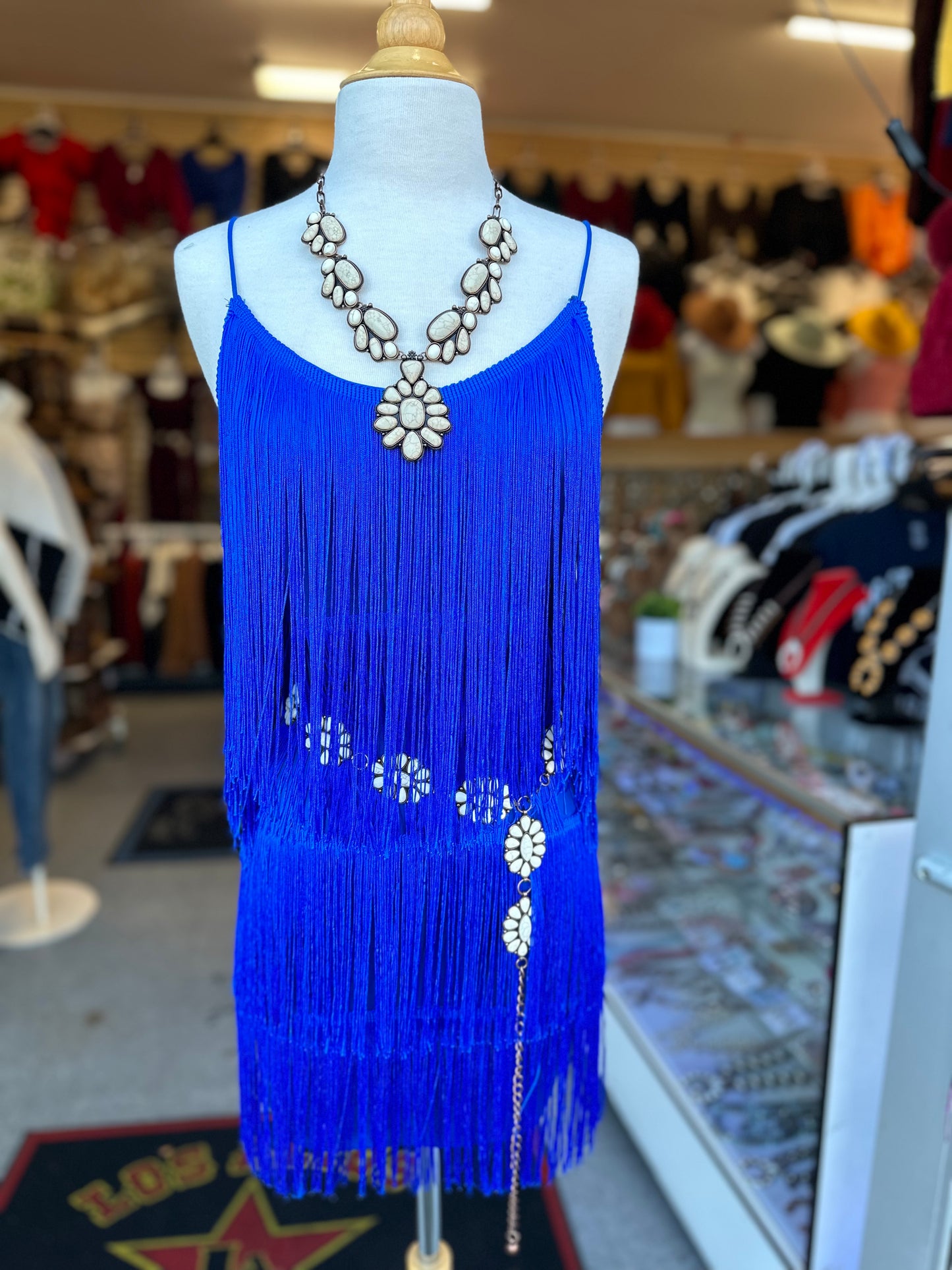 Royal blue fringe Dress