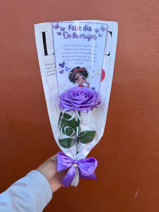 Rosa individual con tarjeta personalizada