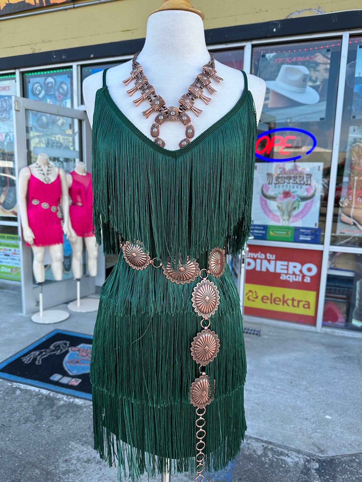 Green Fringe Dress