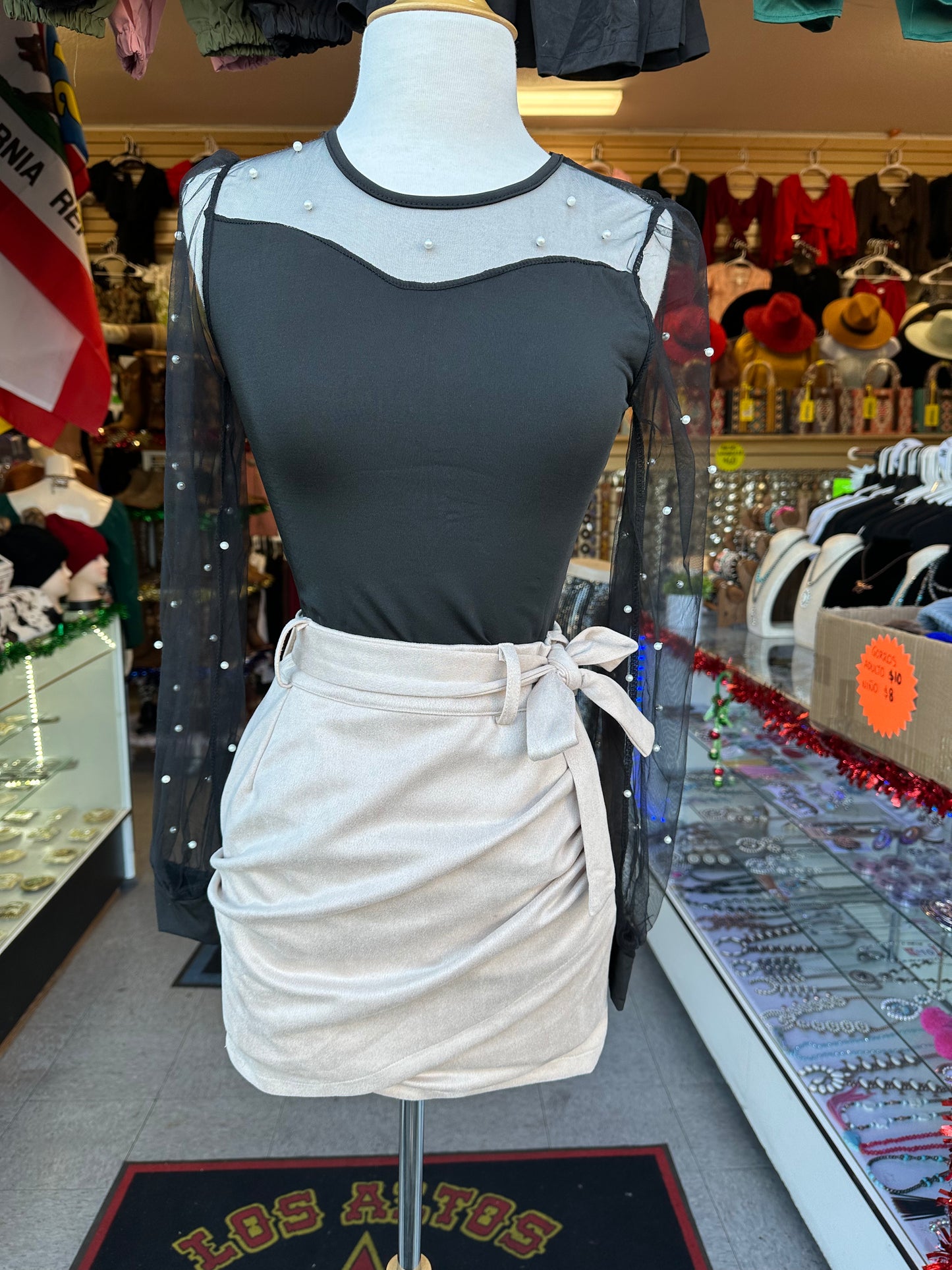 High waist suede skirt (2 colors available)
