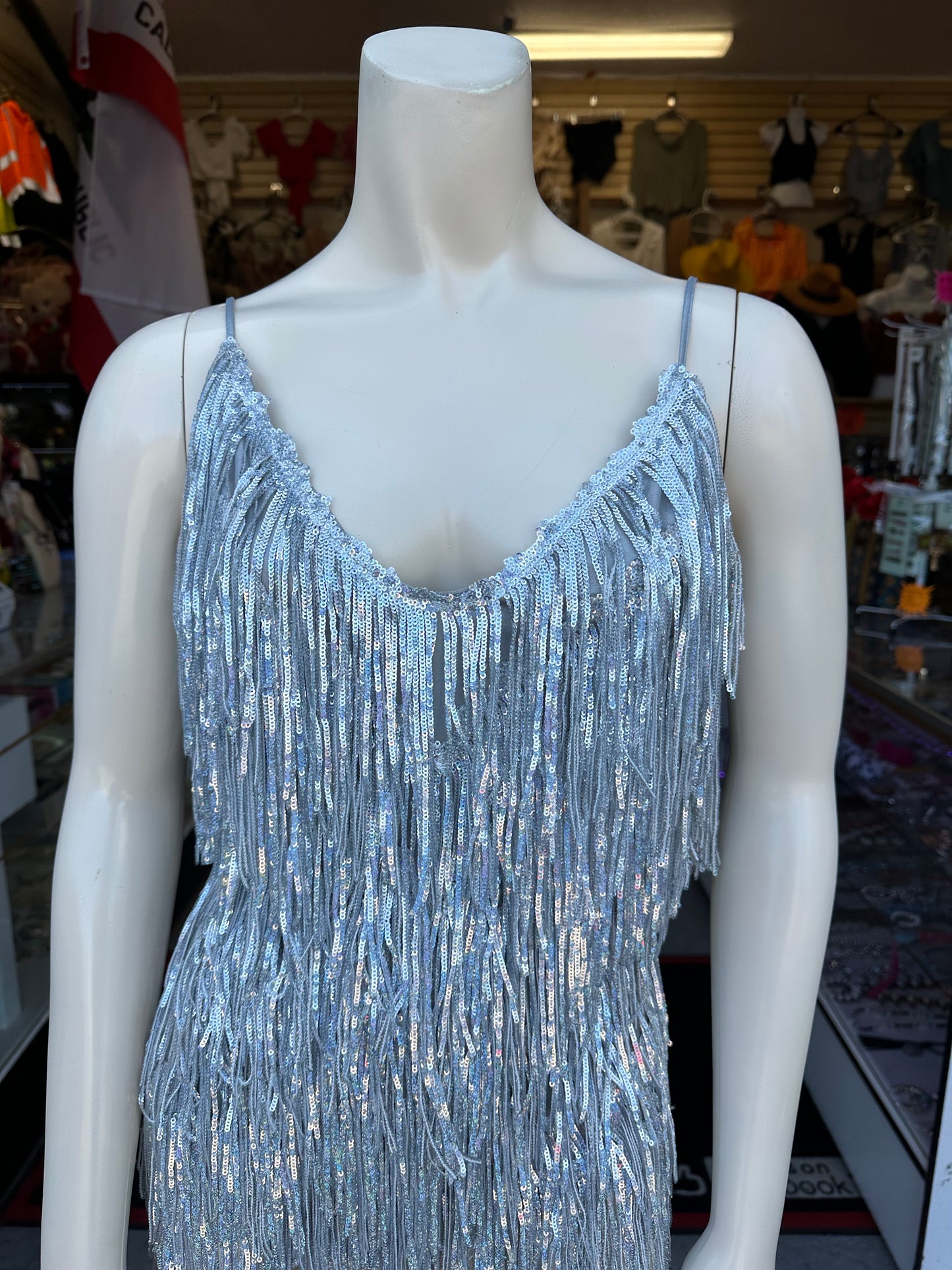 Silver/Champagne fringe romper