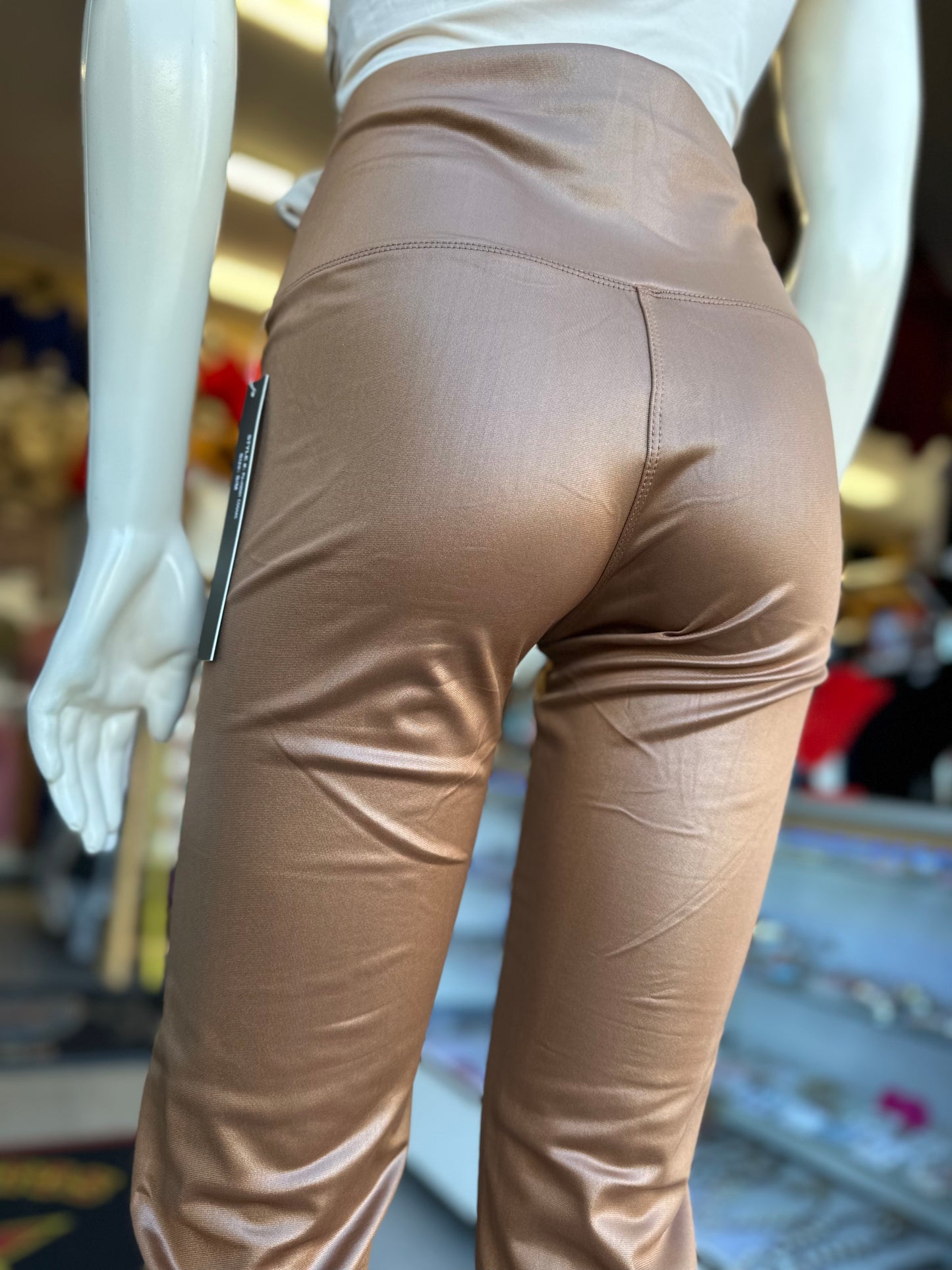 Solid high waist PU leggings