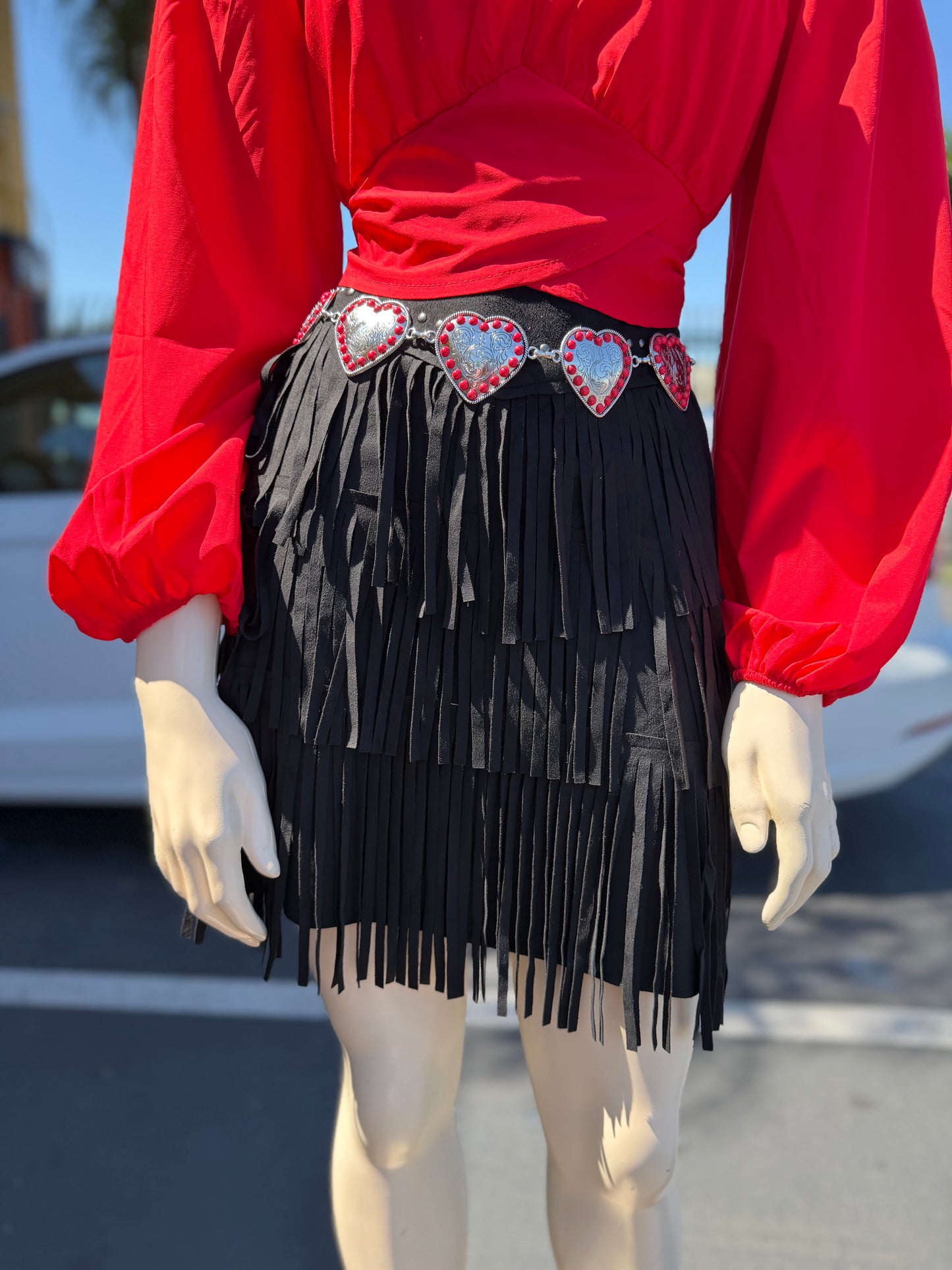 Black fringe skirt
