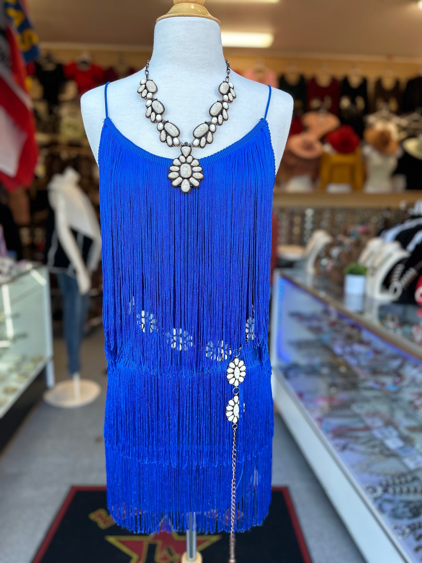 Royal blue fringe Dress