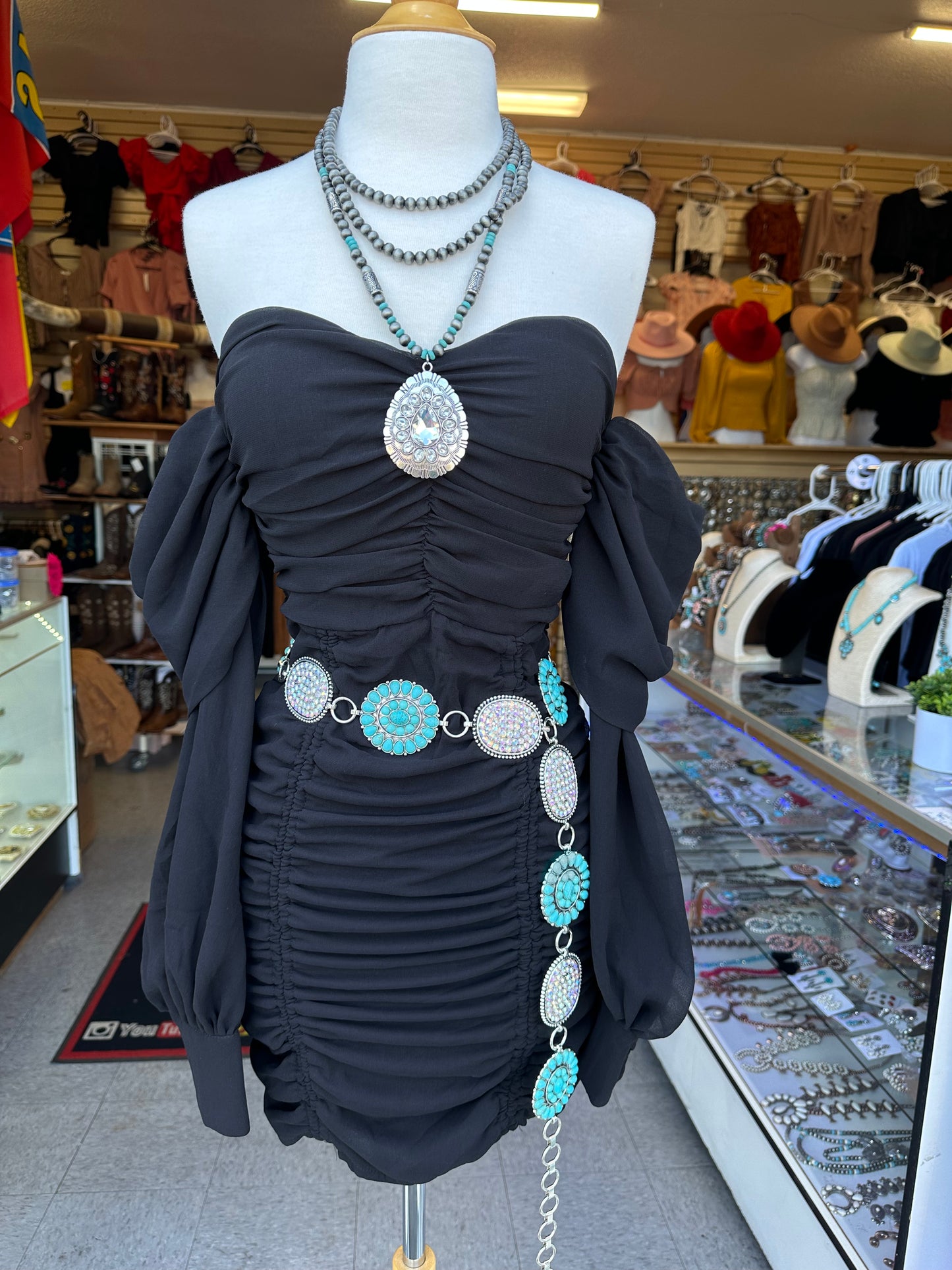 Off shoulder ruched Bodycon Dress Black Color