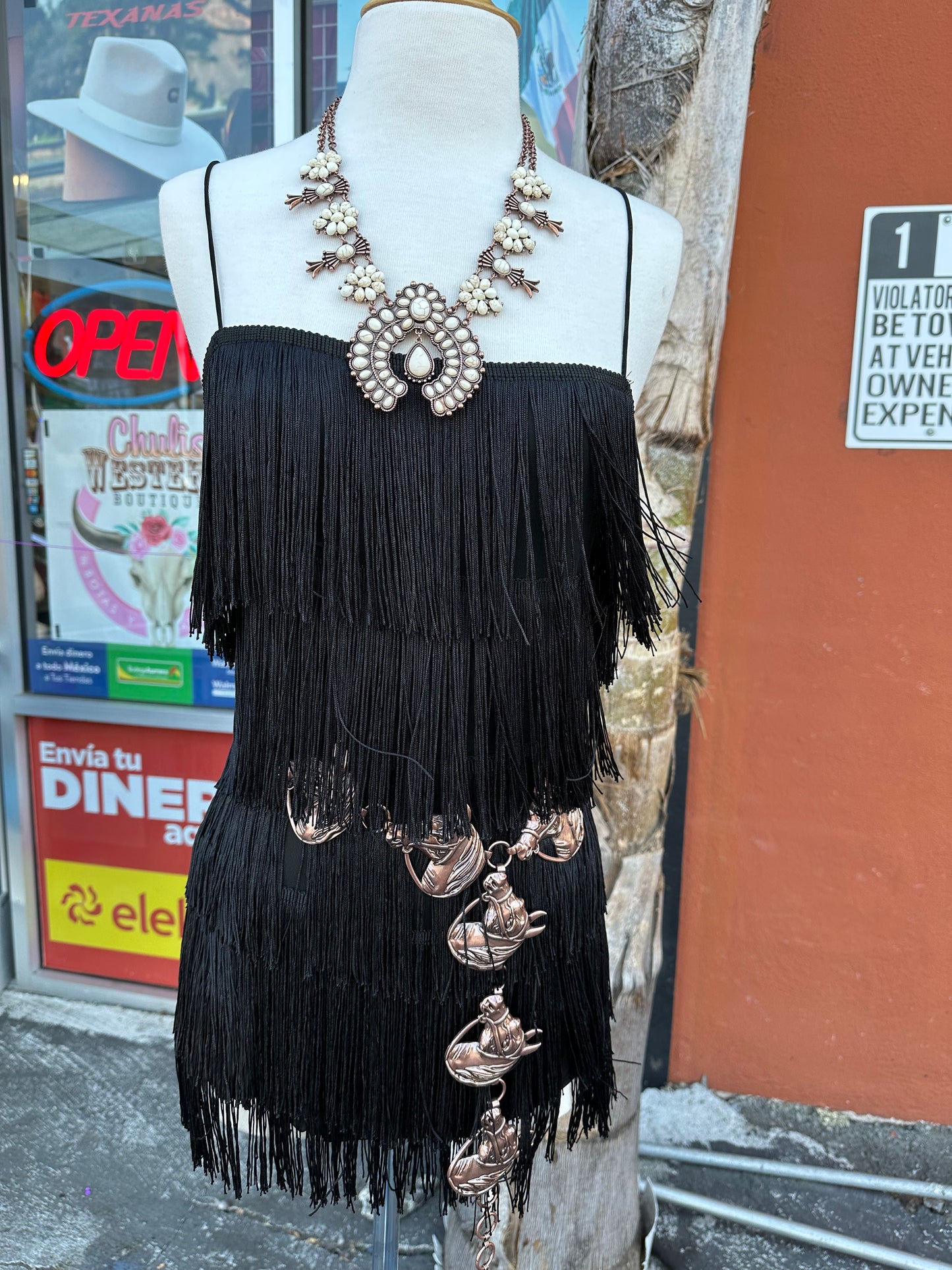 Black Fringe Romper