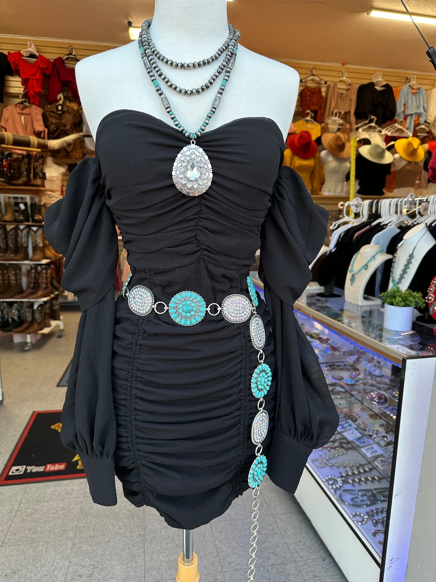 Off shoulder ruched Bodycon Dress Black Color