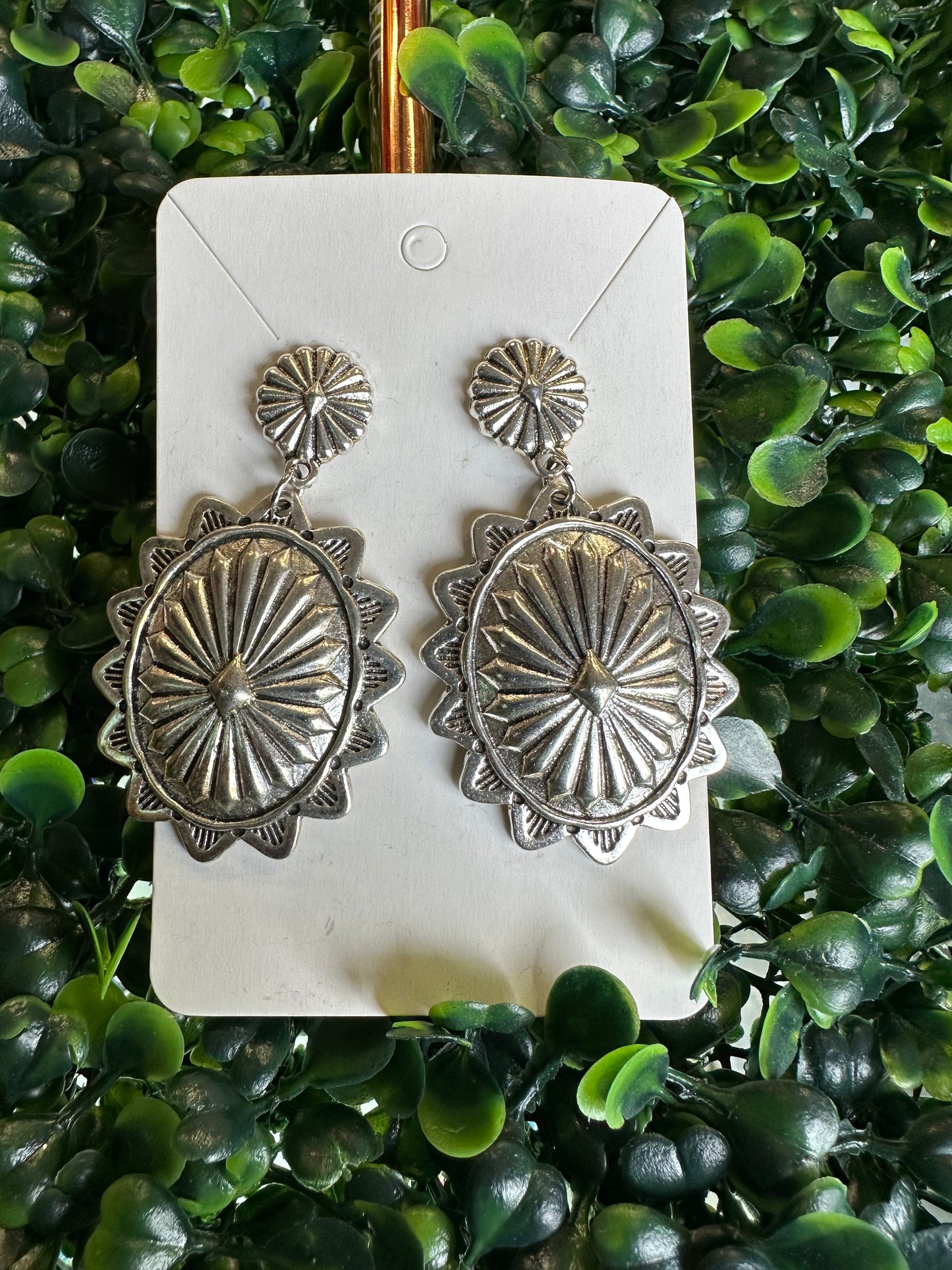 Silvertone concho Earrings